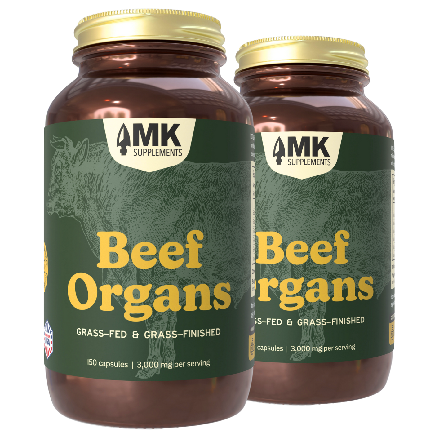 Grass-Fed Beef Organs (liofilizados, no desgrasados, no transgénico, 100% criados en pastos, suministro para 45 días)