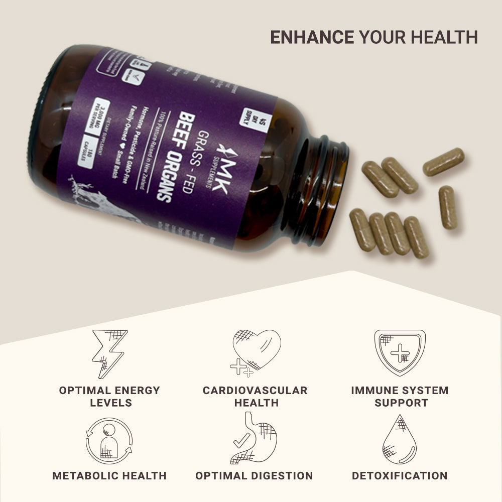 Grass-Fed Beef Organs (Freeze-Dried, Non-Defatted, Non-GMO, 100