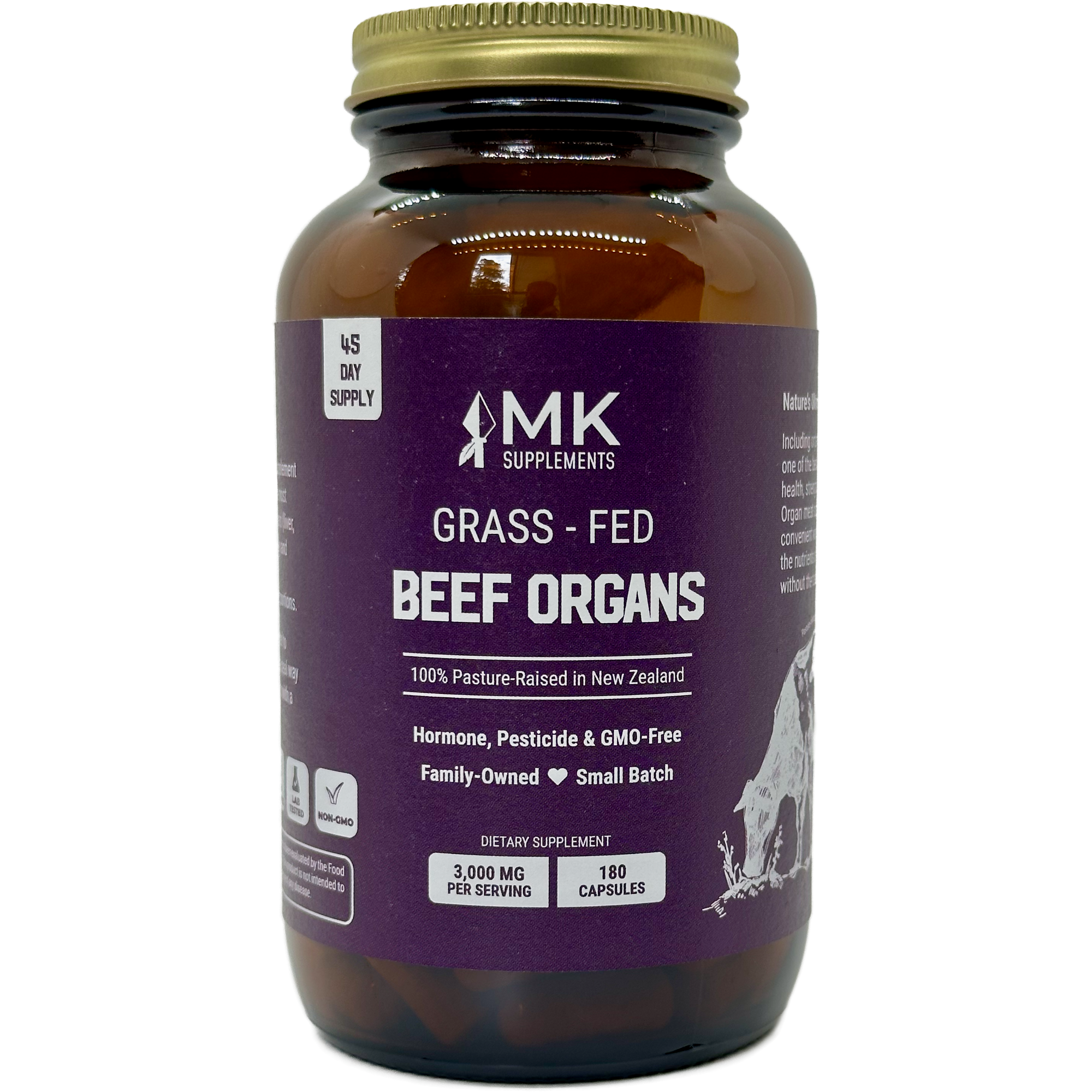 Grass-Fed Beef Organs (Freeze-Dried, Non-Defatted, Non-GMO, 100% Pastu ...