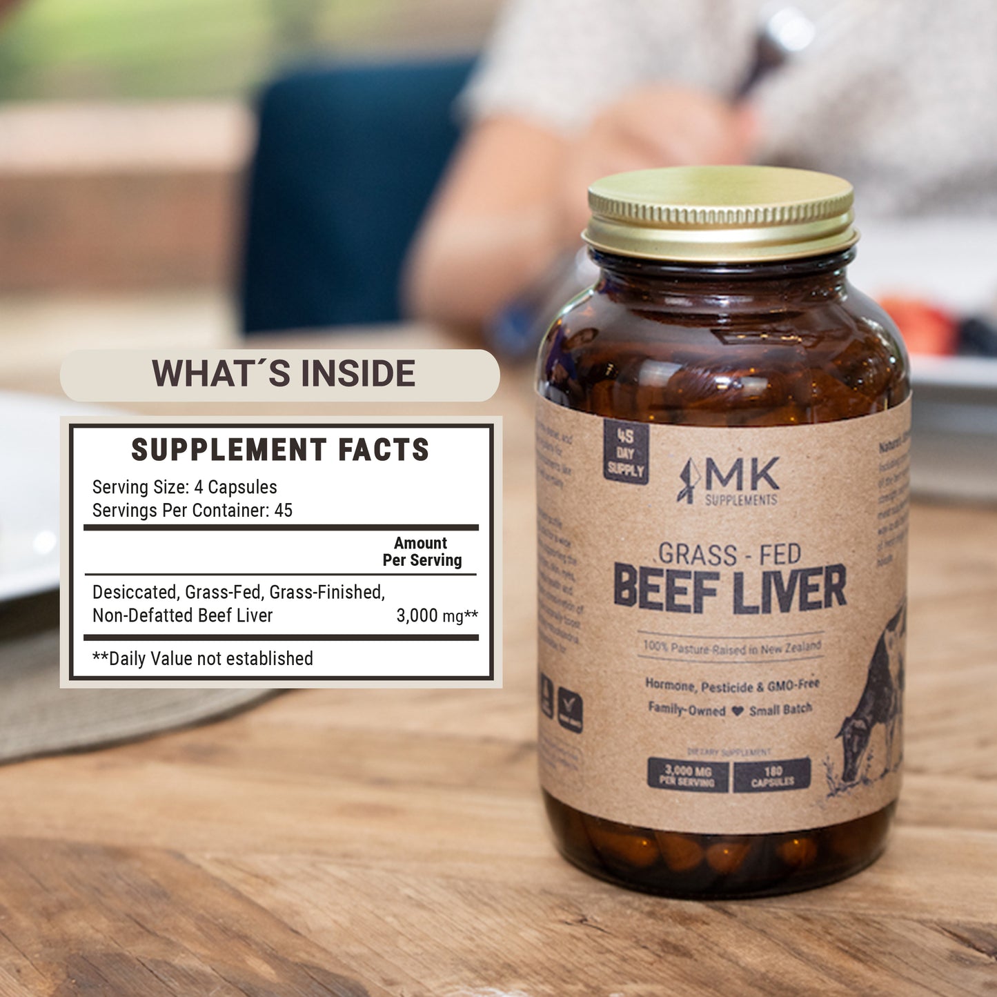 MK Supplements - Beef Liver - Supplements Facts Panel