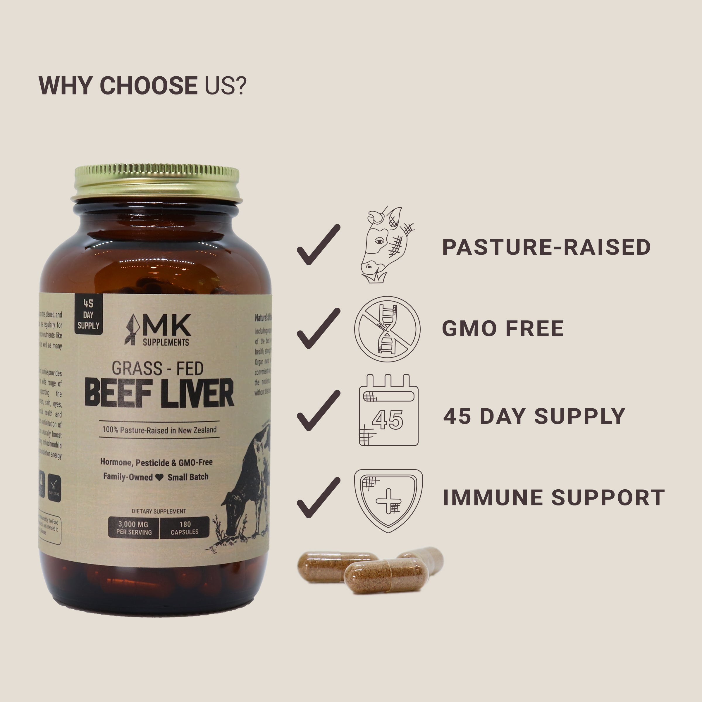 Grass-Fed Beef Liver Supplements: 100% Pasture-Raised & Non-GMO