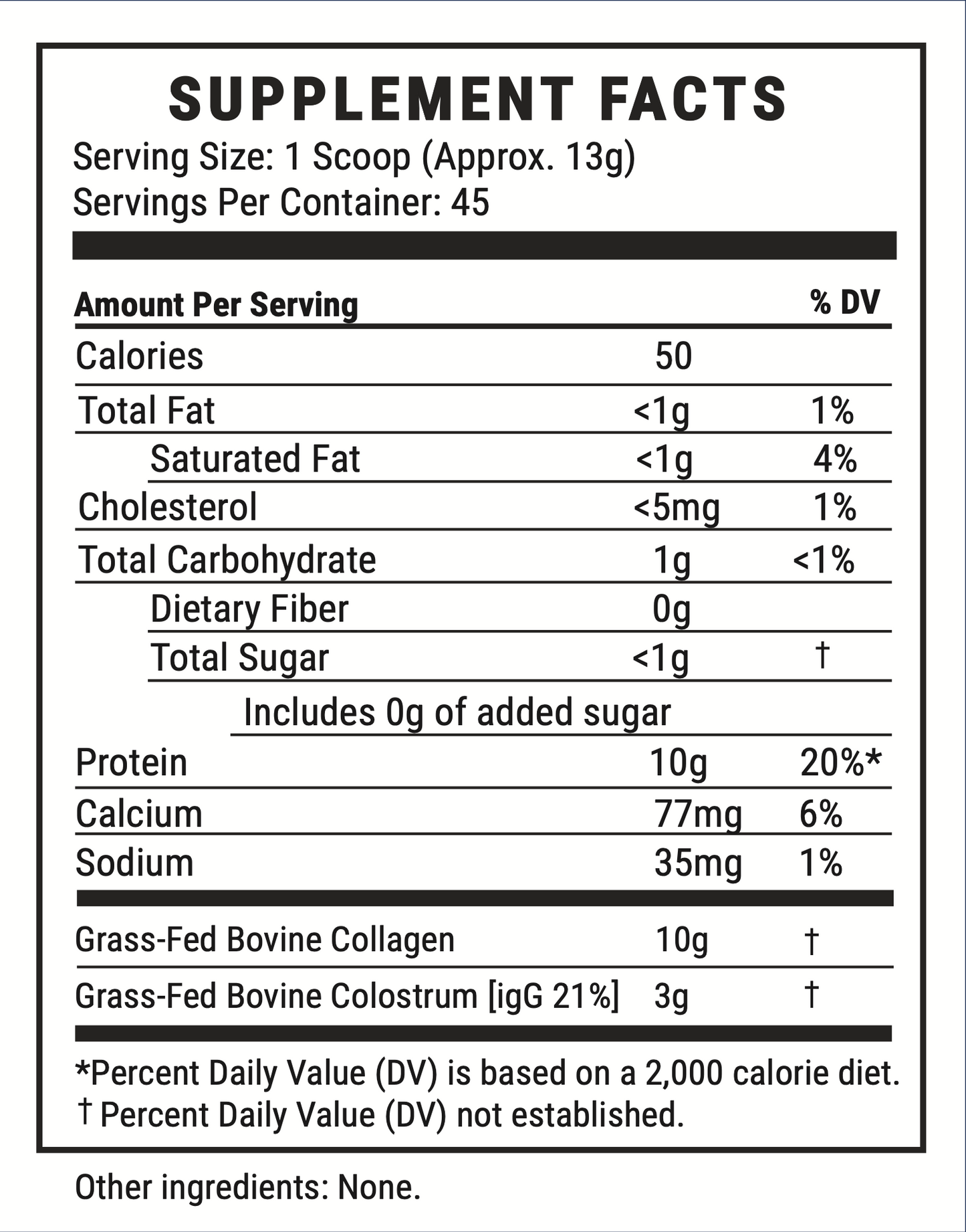 MK Supplements Collagen & Colostrum - Supplement Facts Panel