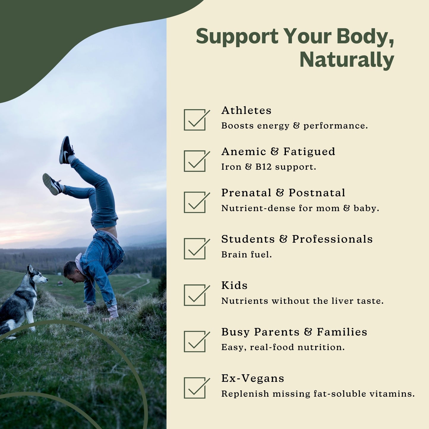 Grass-Fed Beef Organs (liofilizados, no desgrasados, no transgénico, 100% criados en pastos, suministro para 45 días)