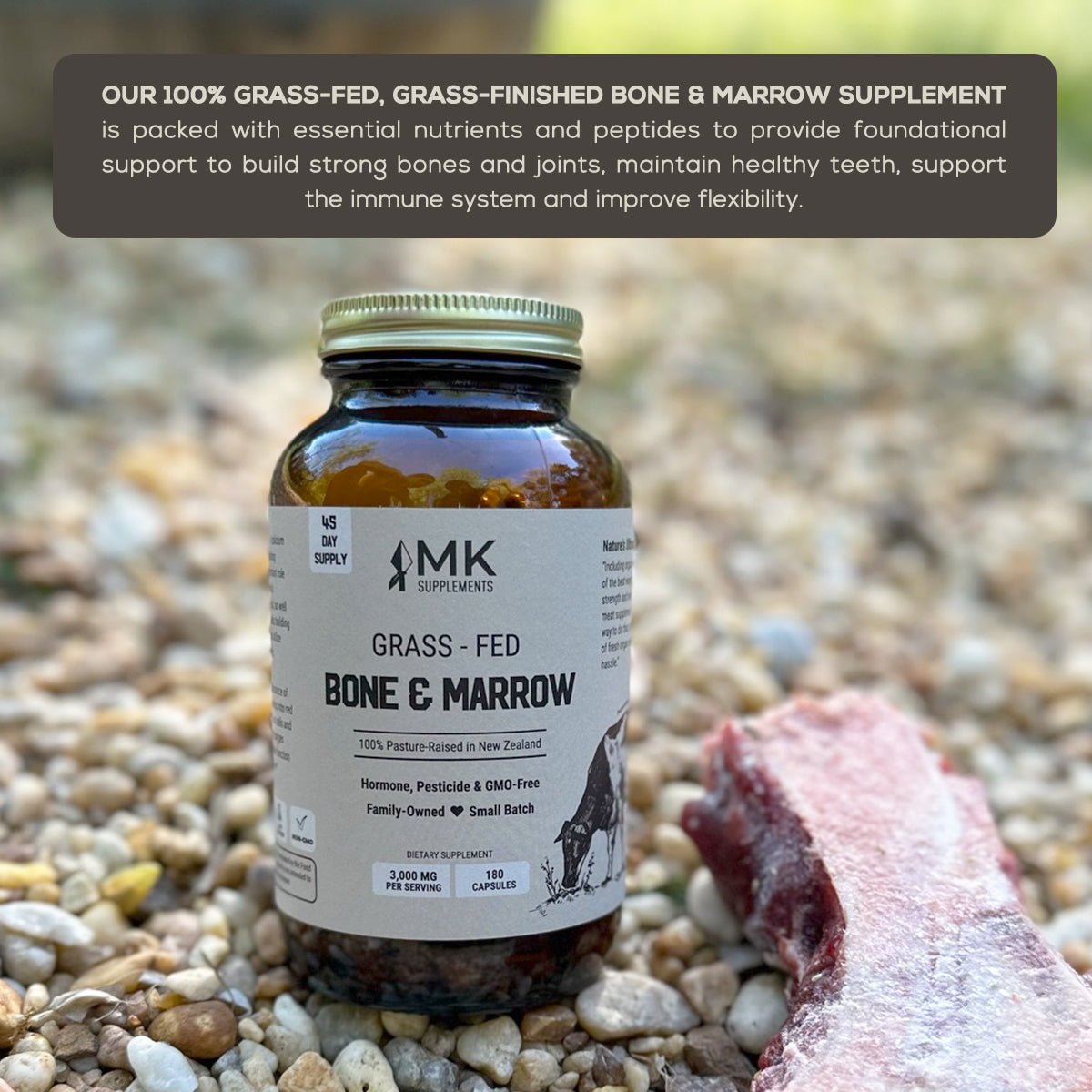 MK Supplements Grass-Fed Bone & Marrow - 100% Grass-Fed and Finished