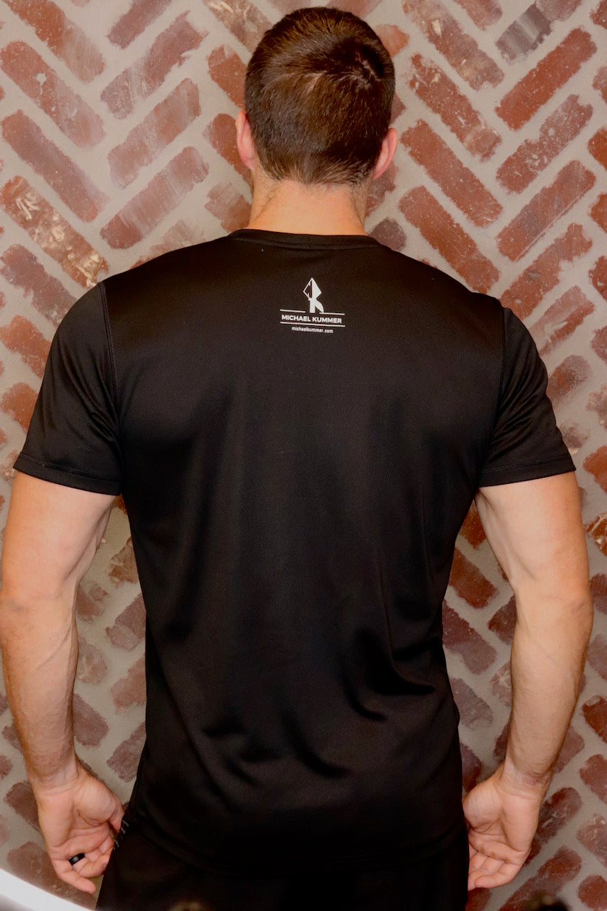 MK Supplements NO EXCUSES T-Shirt in Black, back.