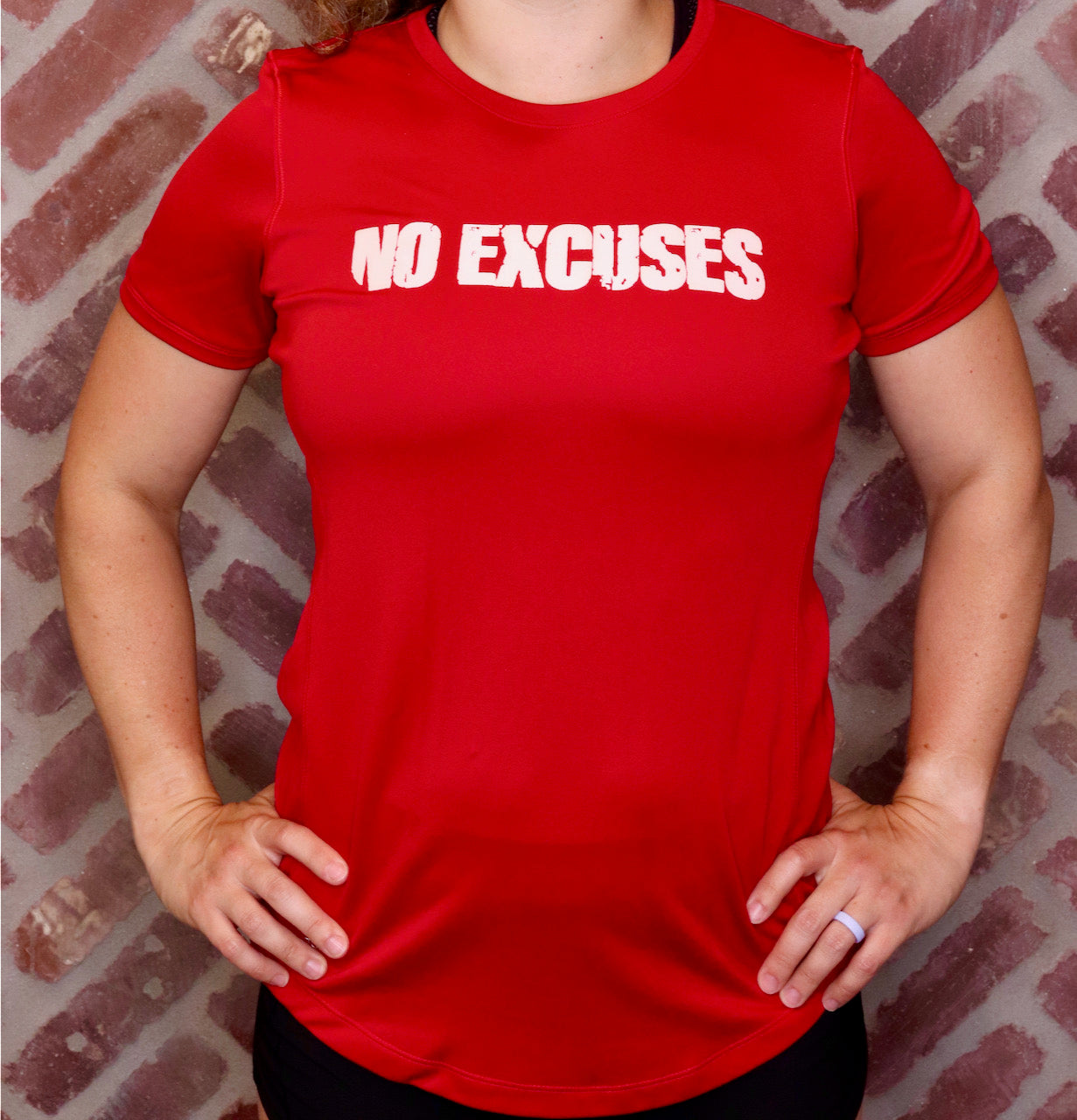 MK Supplements NO EXCUSES Women's T-Shirt in Red.